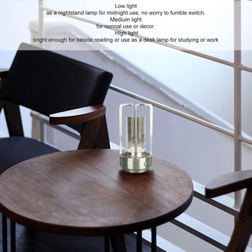 Lámpara De Mesa Inalámbrica Usb Con Control Táctil Y 3 Color