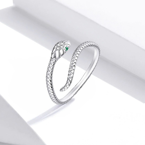 Imagen 4 de 7 de Anillo Argolla Para Mujer Serpiente Ajustable En Plata 925
