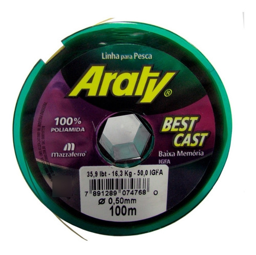 Imagen 3 de 6 de Bobina Tanza Nylon Monofilamento Araty 0.50 Mm Amarillo Fluo