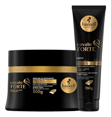 Kit Cavalo Forte 1 Máscara 300ml 1 Leave In 150g Haskell
