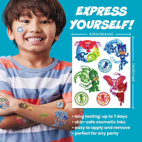 Tatuajes Temporales Savvi 50 Pj Masks Tinta Segura Para Piel Color Nombre Del Diseño