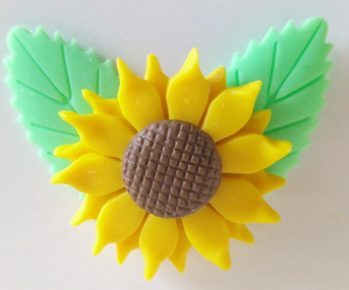 10 Apliques De Girassol De Biscuit Com Folha Para Enfeites