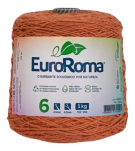 Barbante Para Croche Fio 6 Euroroma 1 Kilo Colorido Cor Telha