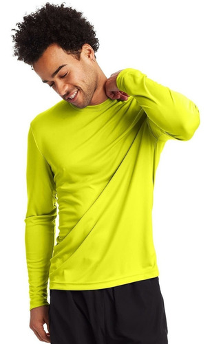 Hanes - Camiseta De Manga Larga Para Hombre Cool Dri Upf 50+