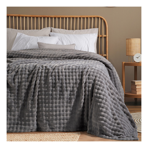 Frazada Palette Flannel Aspen 1 1/2 Plaza - 160x240 Cm Titanio Liso