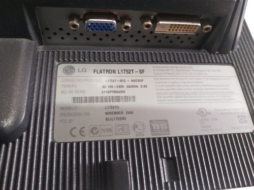 Monitor Lg 17 Polegadas Entradas Vga E Dvi Usado!!! (Usado)