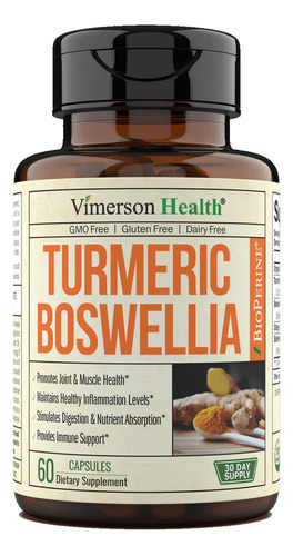 Vimerson Health Turmeric Boswellia Gluten Free 60 Capsules Sabor Sin Sabor
