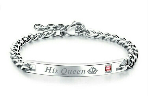 Hermosas Pulseras Parejas Her Queen Y Her King Amor Acero