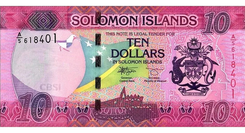Grr-billete De Islas Salomón 10 Dollars 2017
