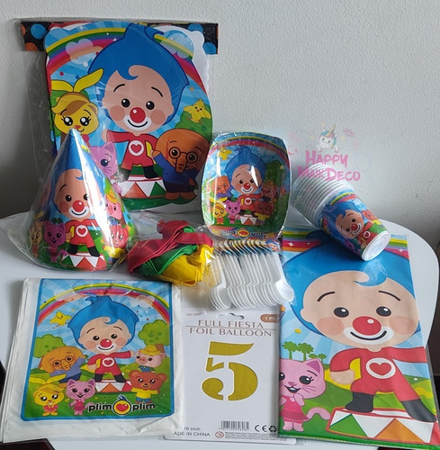 Kit De Decoración Infantil Payaso Plim Plim Para 12 Personas