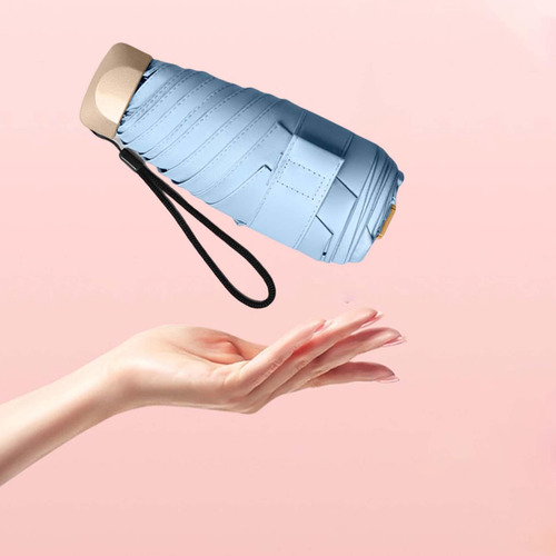 Sombrilla De Viaje Paraguas Compacto Mochila Azul Claro