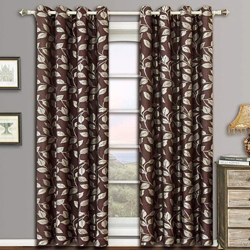 Charlotte Chocolate Grommet Jacquard Window  Panel De Corti