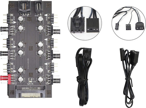 Hub Multi Fan Cooler Argb + Pwm Gabinete Gamer Rig Mineração