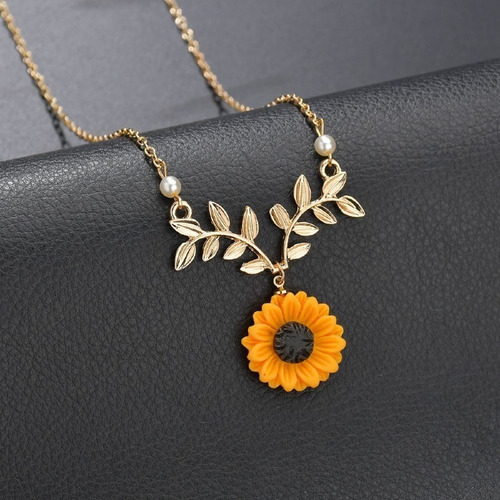 Conjunto De Collar, Aros Y Brazalete P/mujer, Diseño Girasol