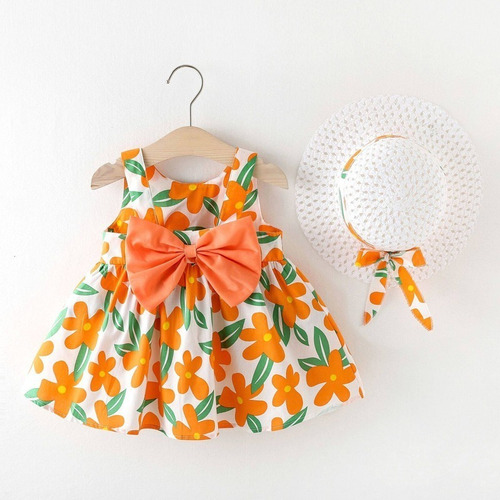 Vestido De Princesa Con Flores Y Sombrero Para Bebé