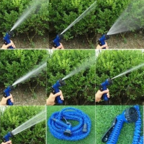 Manguera de jardín flexible expandible y elástica azul de 15 m