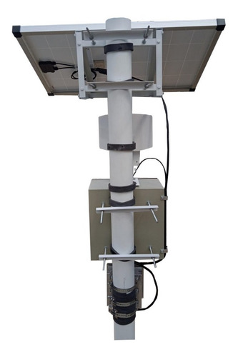 Kit Câmera Hikvision 25x Rural Painel Solar Bateria Modem 4g Cor Cinza