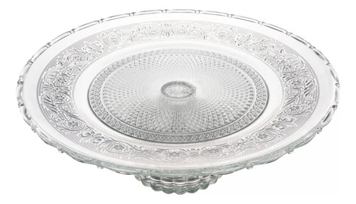 Prato De Bolo C/pé Cristal Centro Mesa Travessa Angel 30cm