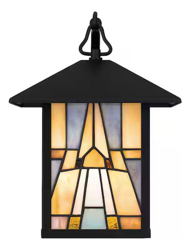 Lampara De Pared Exterior 1 Luz Negro Mate De Cristal