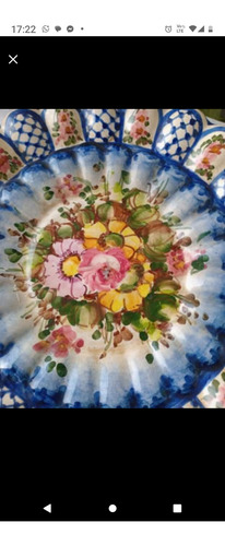 Plato Cerámica Línea Imitacion Talaverana Azul Talaverano
