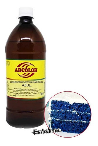 Corante líquido azul alimentício Arcolor 960ml