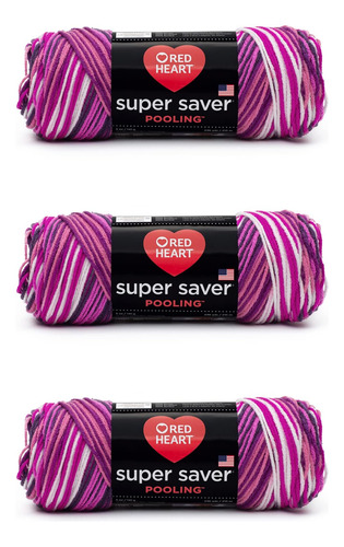 Hilo Red Heart Super Saver, Paquete De 3, Bayas, 3 Unidades