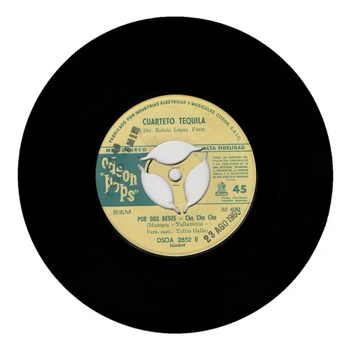 Cuarteto Tequila Draculino Vinilo Simple 45 Cha Cha Cha 1961 (Usado)