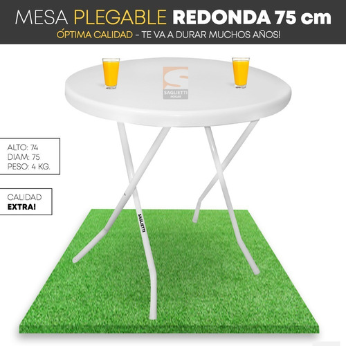 Imagen 4 de 10 de Mesa Redonda Plastica 75 Cm + 4 Sillon Director Reforzados