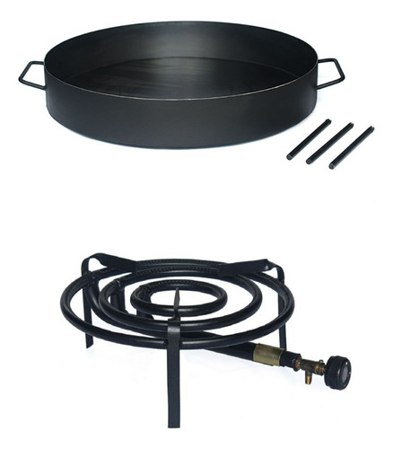 Kit Disco De Arado Paellera Mediana 42 Cm + Mechero Quemador Mediano Para Gas Natural O Envasado Nicstore