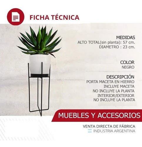 Macetero Hierro Con Maceta Industrial Moderno Premium