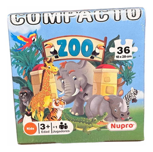 Rompecabezas Compácto Nupro De 36 Zoo Animales Puzzle 18x28