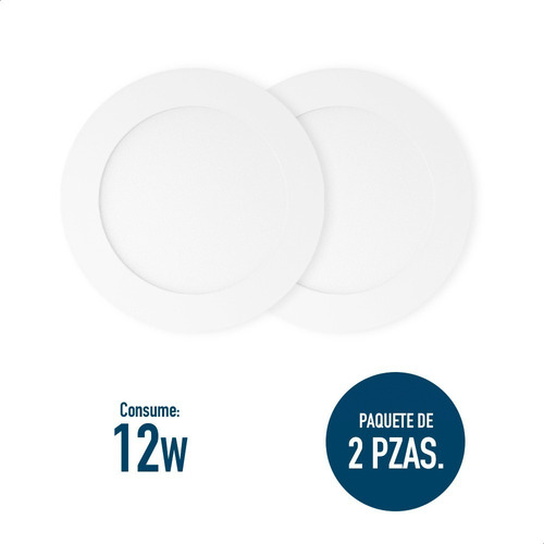 Panel Led Icon Downlight Slim 12w Luz Fría Pack De 2 Piezas Estructura Blanco