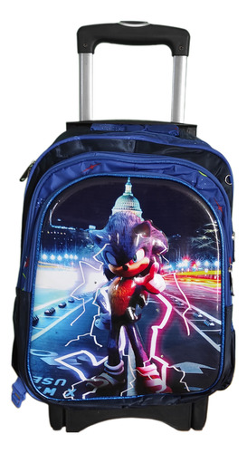 Mochila Lonchera Y Lapicera Con Llantas. Sonic, Spiderman, Capitan América Y Mas
