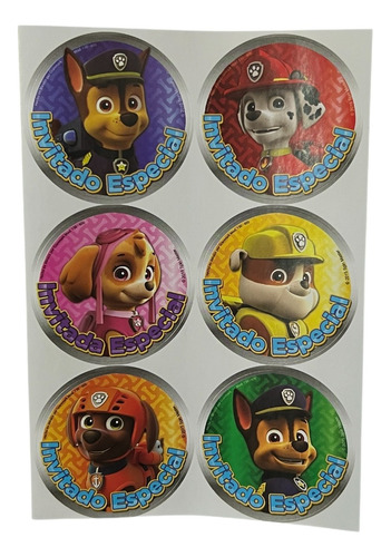 24 Distintivos Stickers Fiesta Infantil Paw Patrol Niño
