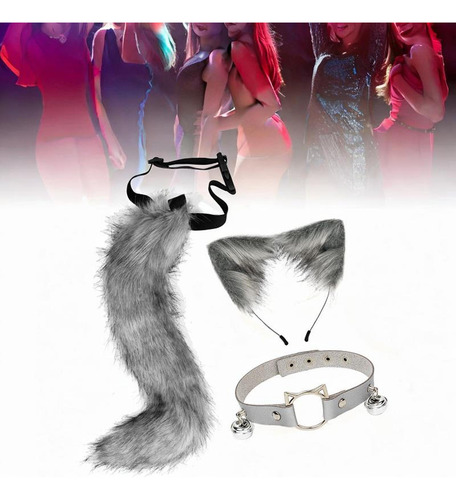 Conjunto De Collar, Diadema Y Cola Con Orejas Para
