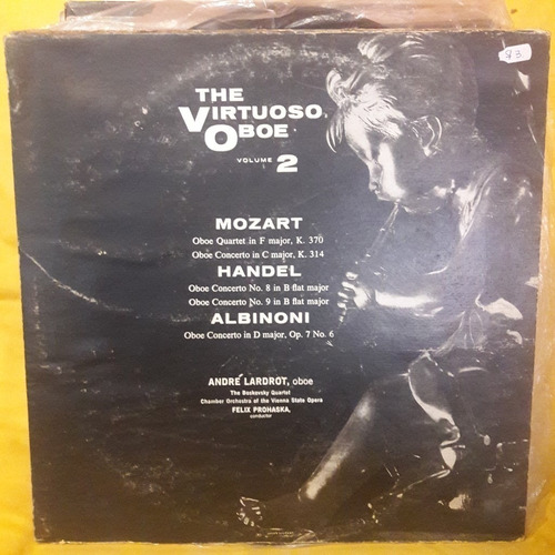 Vinilo Andre Lardrot Oboe Mozart Albinoni Handel Vol 2 Cl1