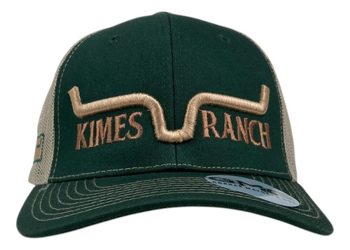 Gorra Vaquera Kimes Ranch Trucker Malla Verde/beige Gabardina Unitalla Ajustable