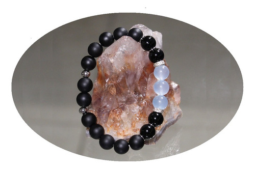 Pulsera Aguamarina - Obsidiana Negra - Ónix Negro Mate