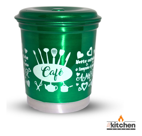 Jogo Kit Lata Porta Mantimento Em Aluminio Verde Com Nome