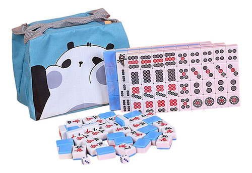 Mini Juego De Mahjong Chino Con 144 Mini Fichas Para Azul
