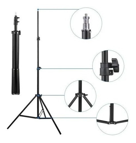 Imagem 3 de 4 de Tripé 2 Metros P/ Celular Iluminação Ring Light Youtuber