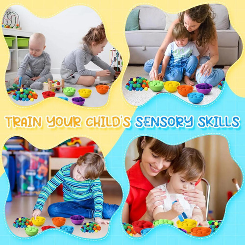 Pompones Rainbow Counting Sorting, Juguetes Sensoriales Mont