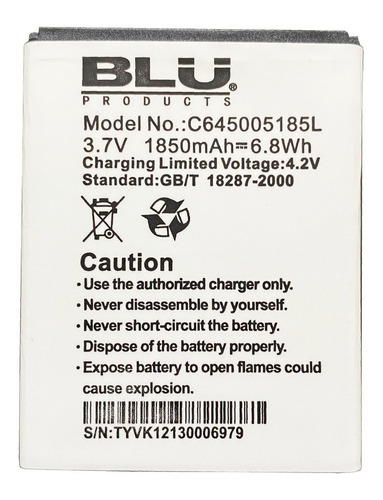 Batería Blu Studio Mini Lte Serie C645005185l 1.850mah Nueva