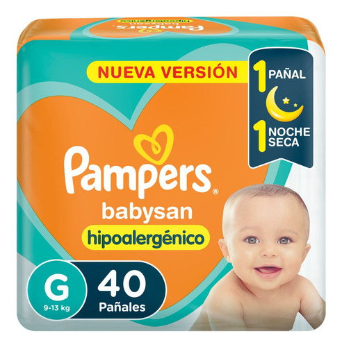 Pampers Babysan Pañales Hipoalergénicos Talle G 40 Unidades 