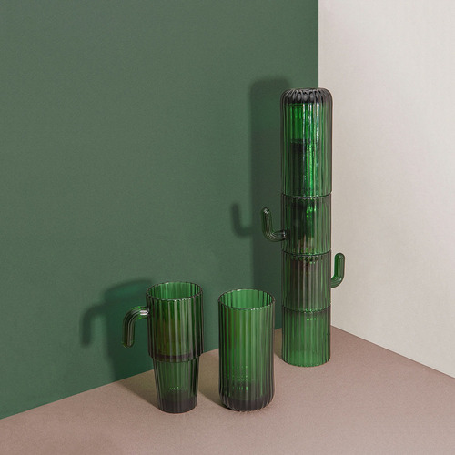 Doiy 4 Vasos Altos Apilables Diseño Cactus Verde Dysaguadg