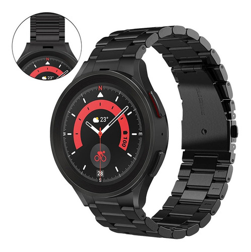 Correa Metal Acero V-moro Para Galaxy Watch5 Pro 45mm Negro