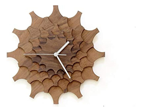 Reloj De Pared-madera De Nogal,color Marron.de 0.5 In.