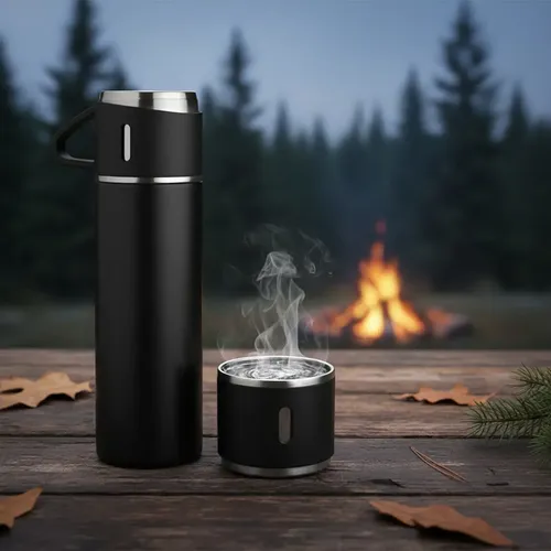 Kit de termo de 500 ml y 3 tazas de regalo de acero inoxidable | Cuotas sin interés