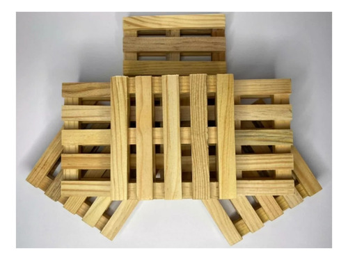15 Mini Tarimas Portavasos Decoración Madera Pino 10x10cms