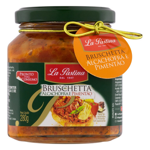 Antepasto Bruschetta Alcachofra e Pimentão La Pastina Vidro 280g